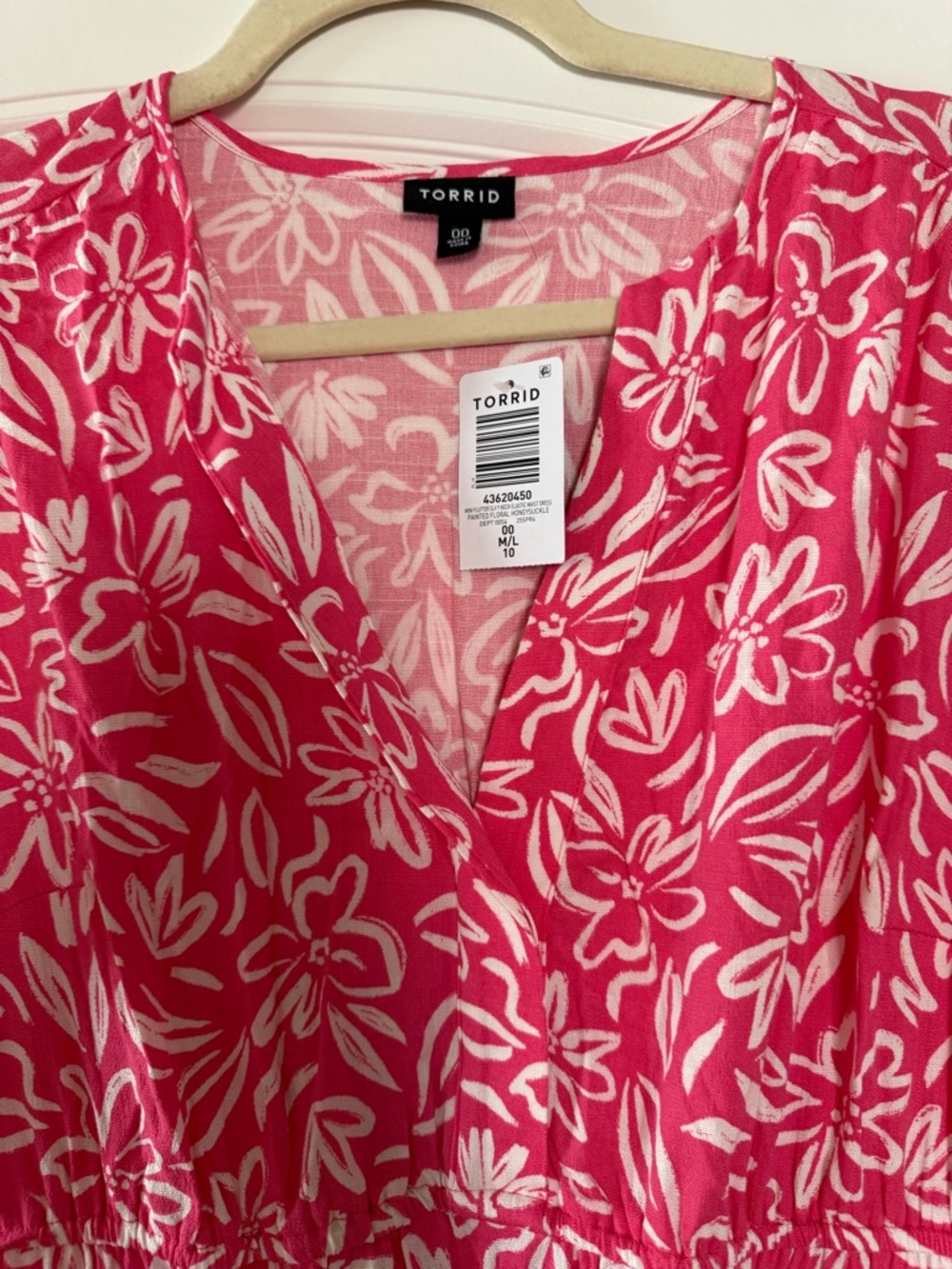 Torrid Mini Flutter Y Neck Elastic Waist Dress Floral Honeysuckle 00 M/L 10 NWT - Picture 14 of 16